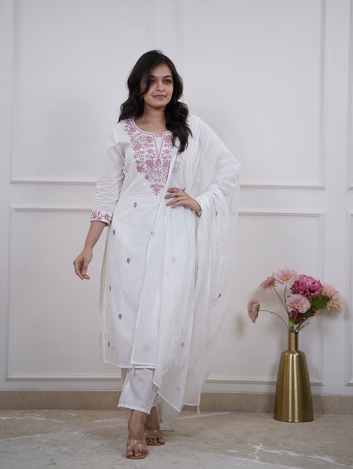 Premium Sequence Embroidery Work Vatican Fabric Beautiful Kurti with Dupatta Set