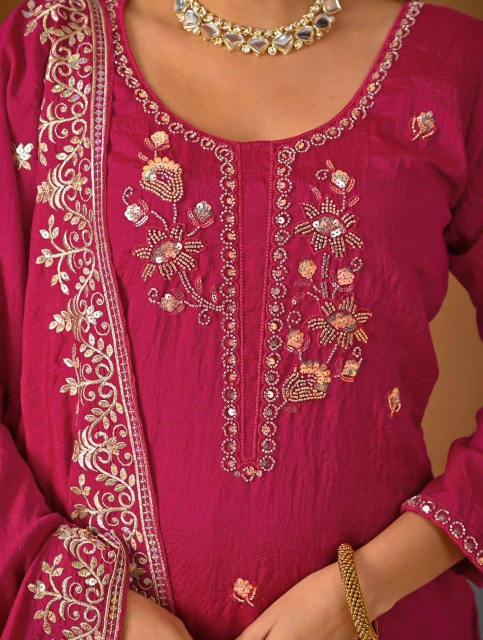 Premium Designer Party Wear Look Top, Sarara Palazzo and Dupatta