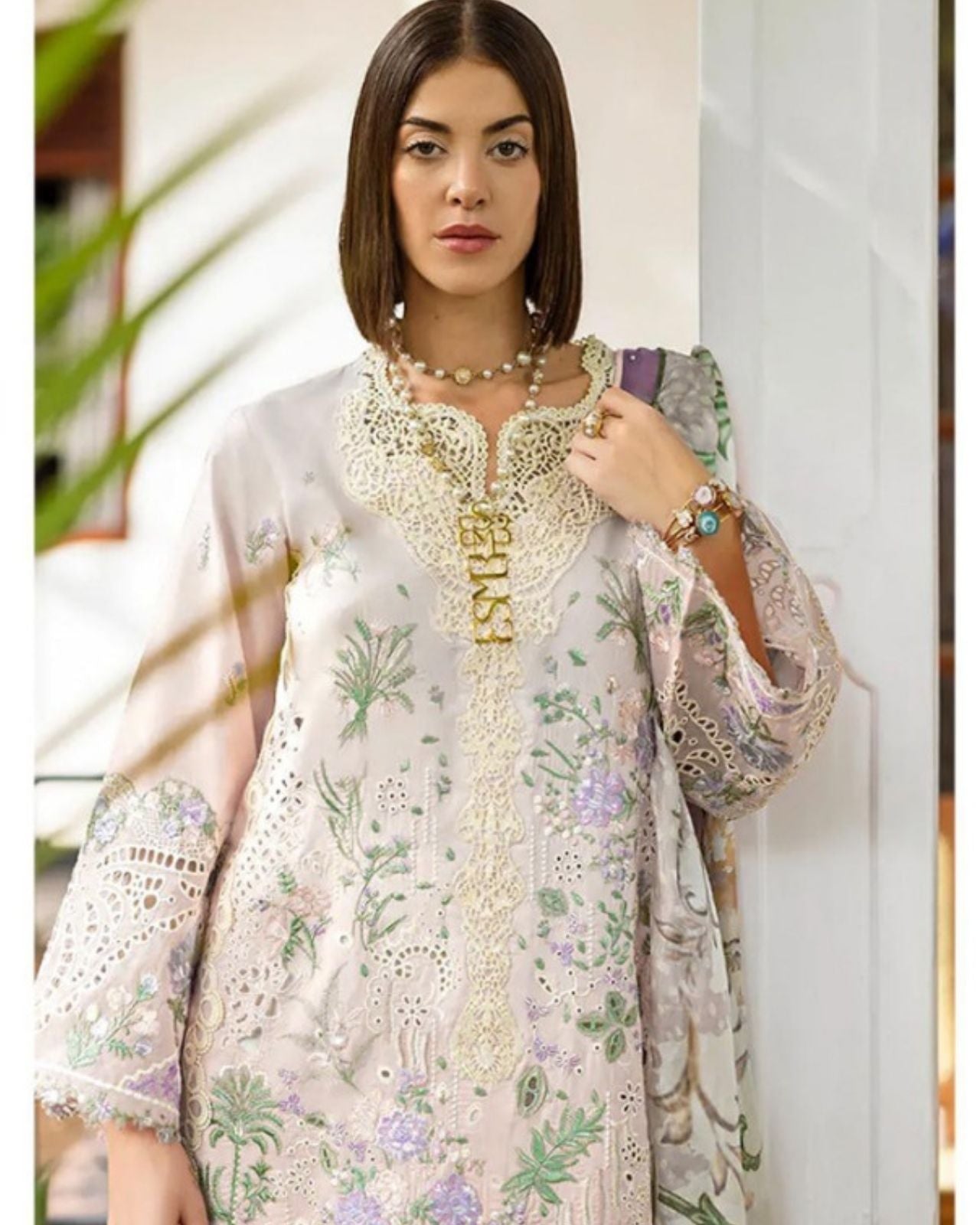 Exclusive And Comfortable Pakistani Style Cotton With Chikankari Embroidered Work (White)